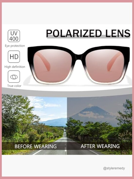 Polarized Mirrored Sunglasses Fit Over Glasses Large Square Frame main image 5